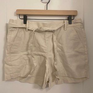 J. Crew Factory Linen Blend Size 12 Cream Shorts
